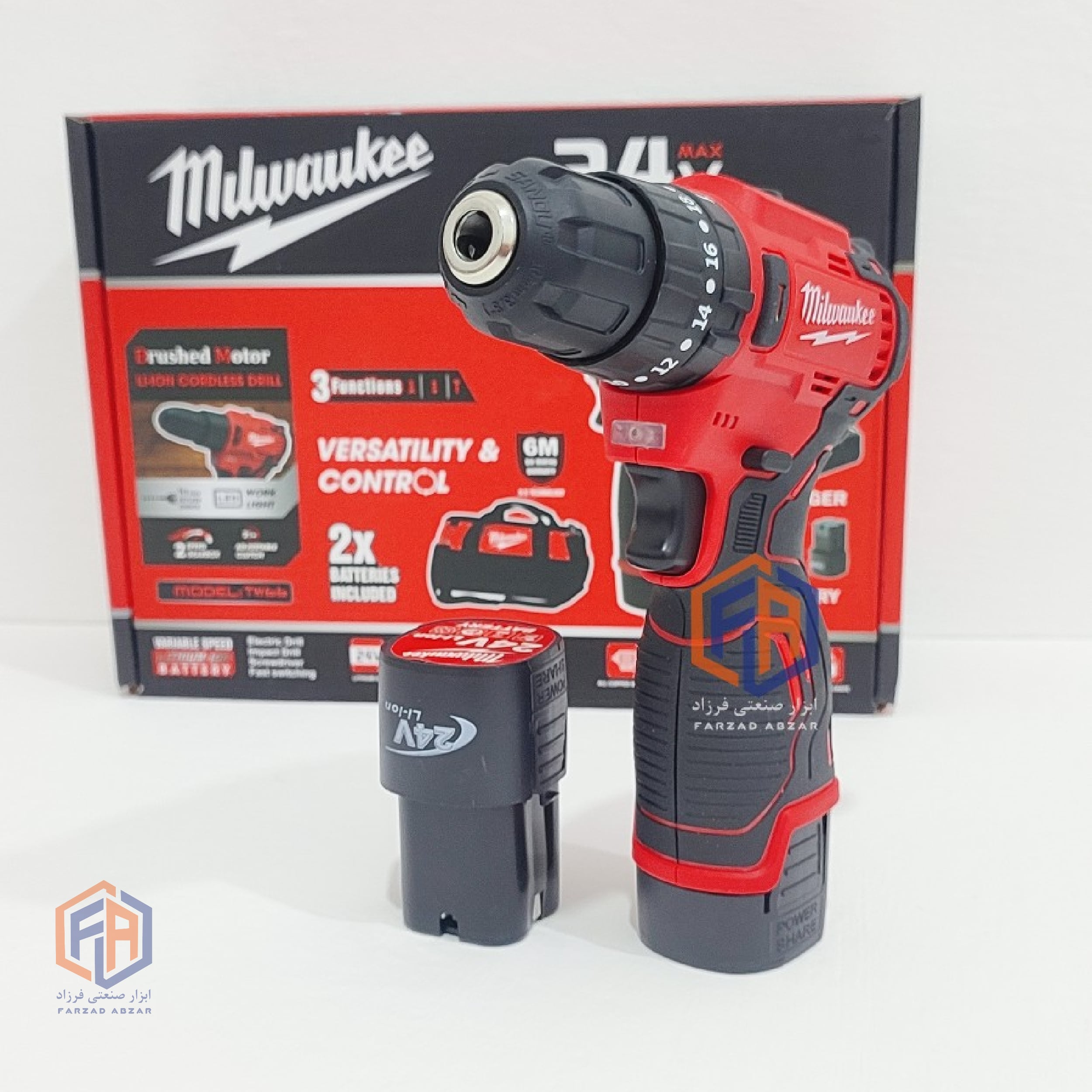 تصویر دریل شارژی 24 ولت مدل 24V میلواکی غیر اصل Milwaukee Rechargable Drill 24V not original